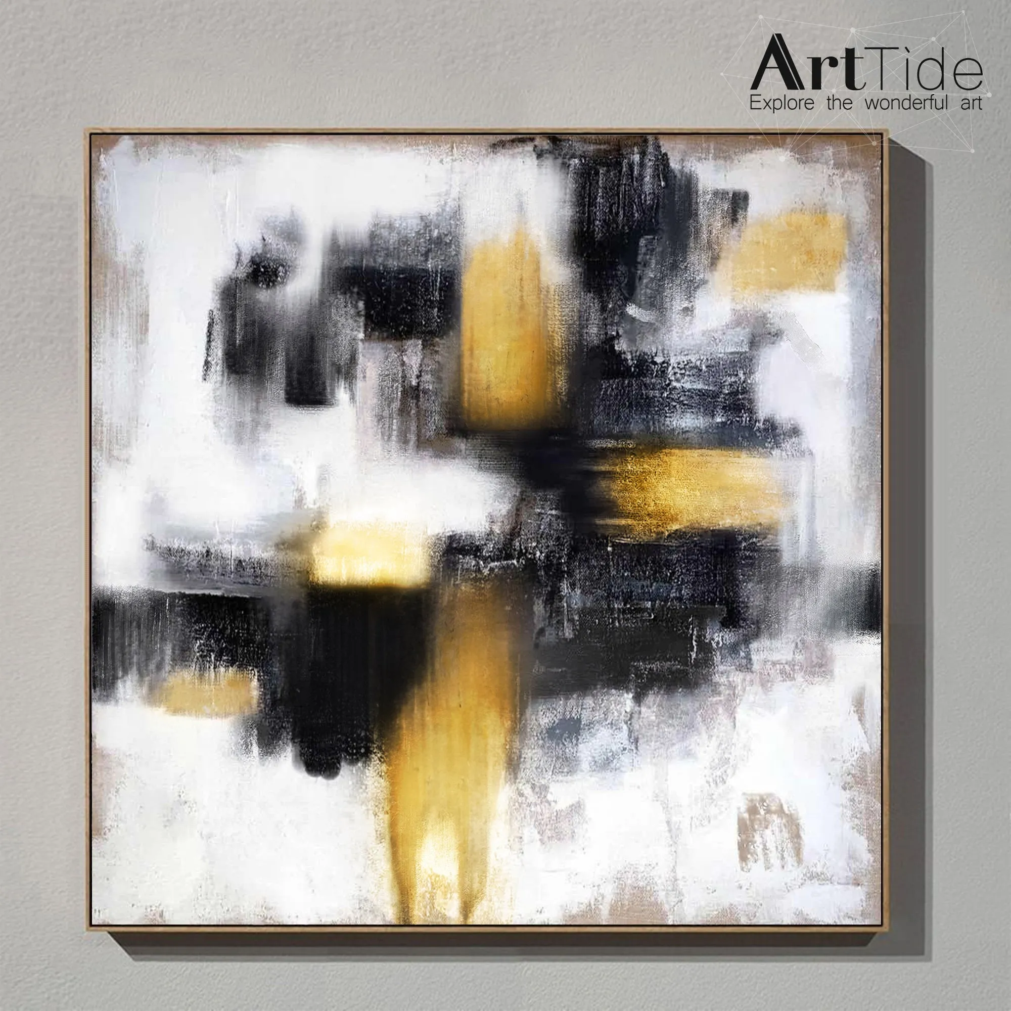 Gold Painting Black And White Abstract Painting Contemporary Art Ap037