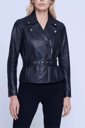 L'Agence Teo Belted Leather Jacket